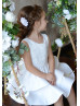 White Lace Satin Layered Flower Girl Dress First Birthday Dress